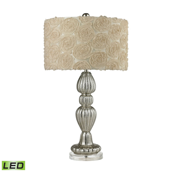 Ribbed Glass LED Table Lamp in Silver Mercury