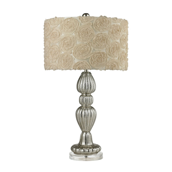 Ribbed Glass Table Lamp in Silver Mercury