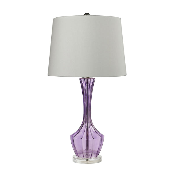 Translucent Table Lamp In Purple Glass With Pure White Shade