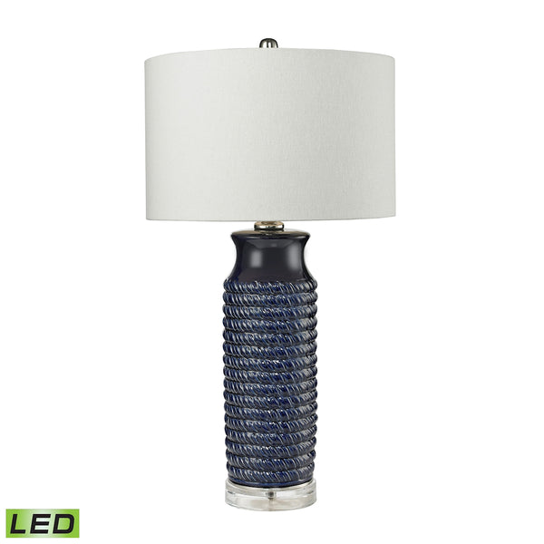 Wrapped Rope 1 Light Ceramic LED Table Lamp in Navy Blue