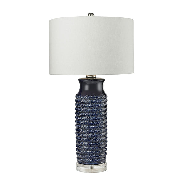 Wrapped Rope 1 Light Ceramic Table Lamp in Navy Blue