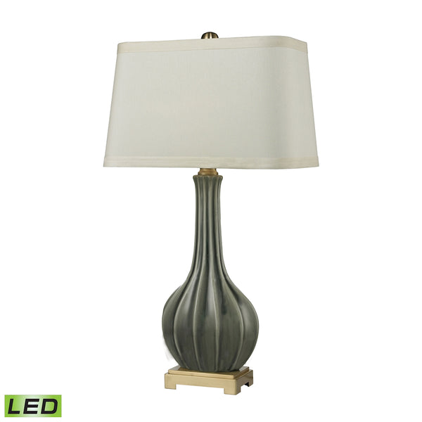 Fluted Ceramic LED Table Lamp in Grey Glaze