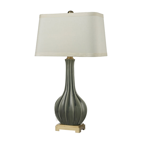 Fluted Ceramic Table Lamp in Grey Glaze