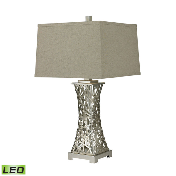Trump Home Woven Metal Thread LED Table Lamp in Silver Leaf