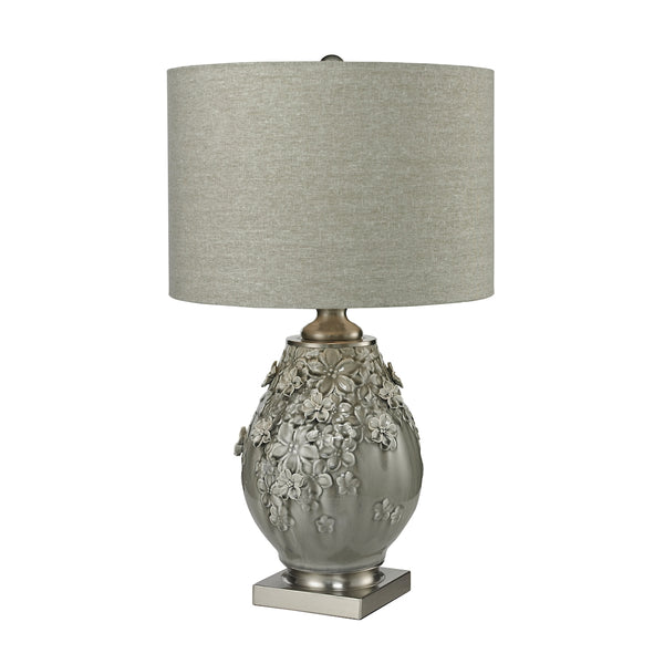 Hand Formed Foliage Table Lamp in Grey Glazed Ceramic