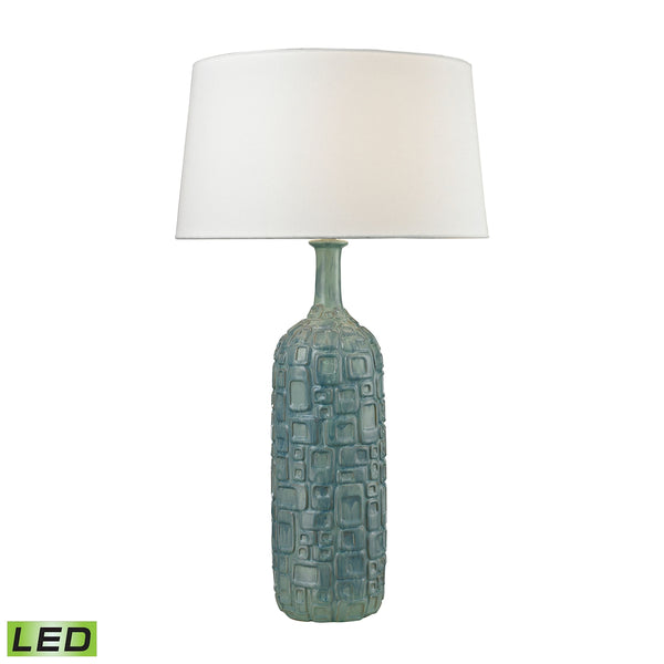 Cubist Ceramic LED Bottle Lamp in Blue