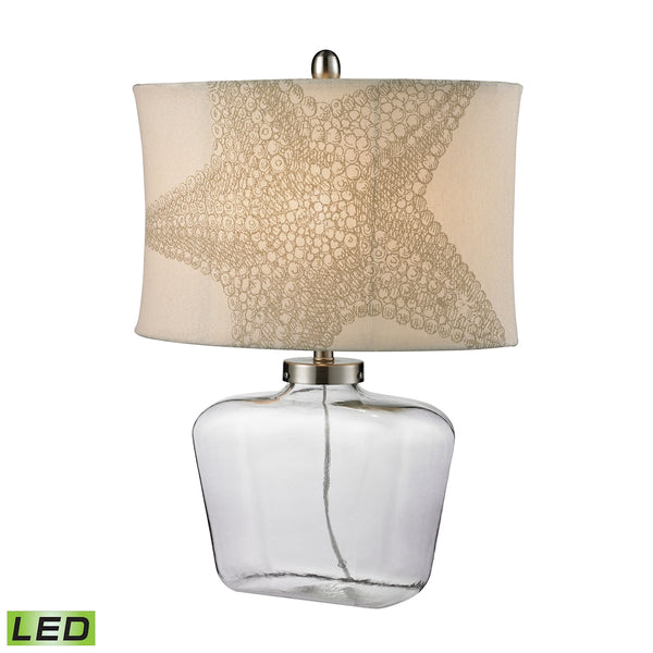 Clear Glass Bottle LED Table Lamp in Polished Nickel