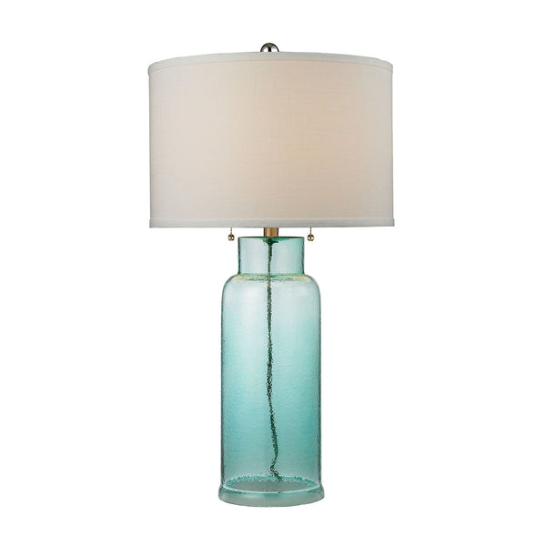 Glass Bottle Table Lamp in Seafoam Green