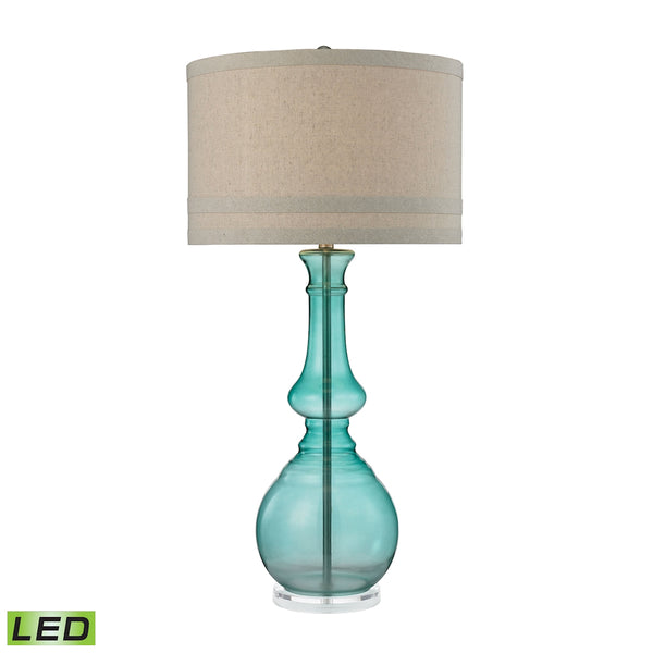 Tall Glass LED Table Lamp in Seaspray Green