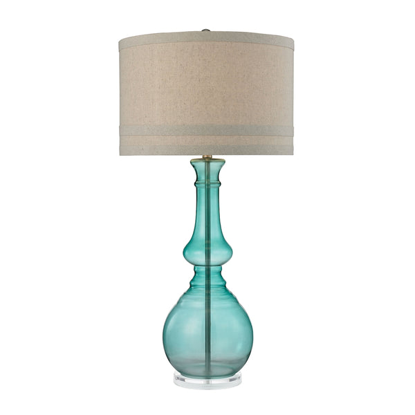 Tall Glass Table Lamp in Seaspray Green