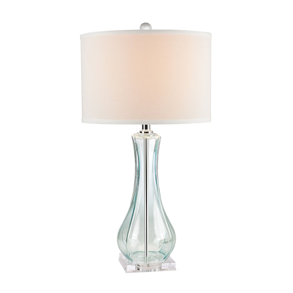Flaired Glass Table Lamp in Translucent Light Green