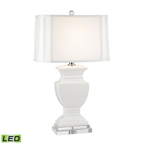 Ceramic LED Table Lamp in Gloss White And Crystal