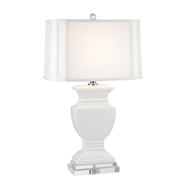 Ceramic Table Lamp in Gloss White And Crystal