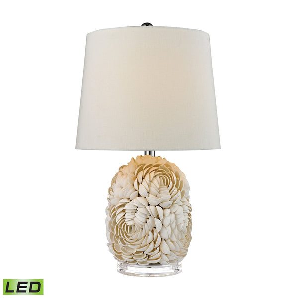 Natural Shell LED Table Lamp With Off White Linen Shade