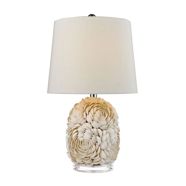 Natural Shell Table Lamp With Off White Linen Shade