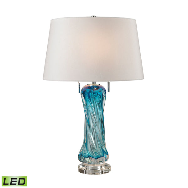 Vergato Free Blown Glass LED Table Lamp in Blue