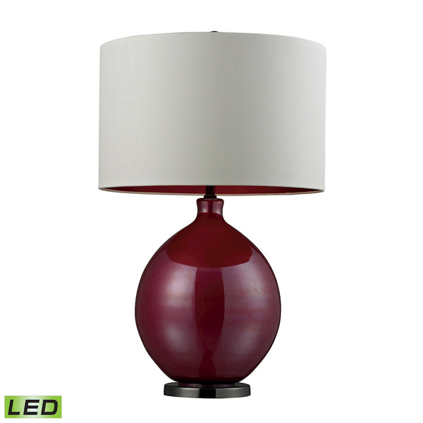 Blown Glass LED Table Lamp in Cerise Pink And Black Nickel