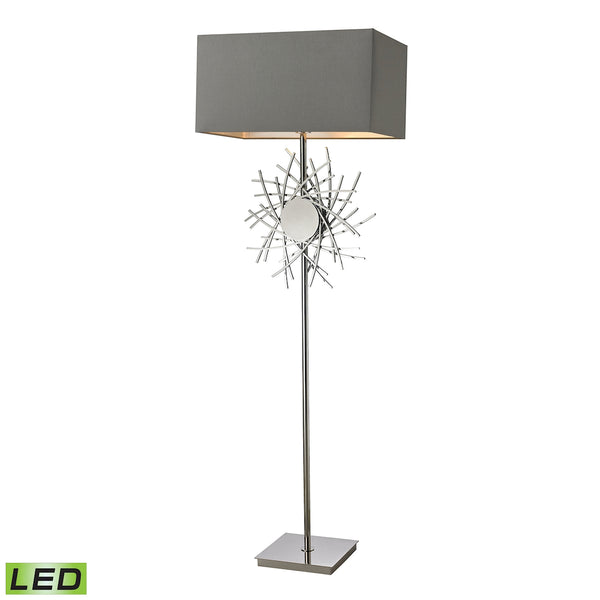 Cesano Abstract Formed Metalwork LED Floor Lamp in Polished Nickel