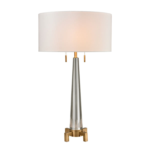 Bedford Solid Crystal Table Lamp in Aged Brass