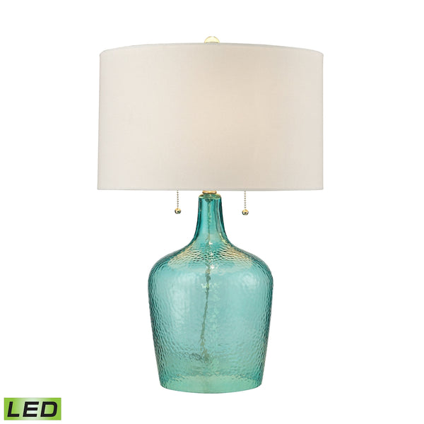 Hatteras Hammered Glass LED Table Lamp in Seabreeze