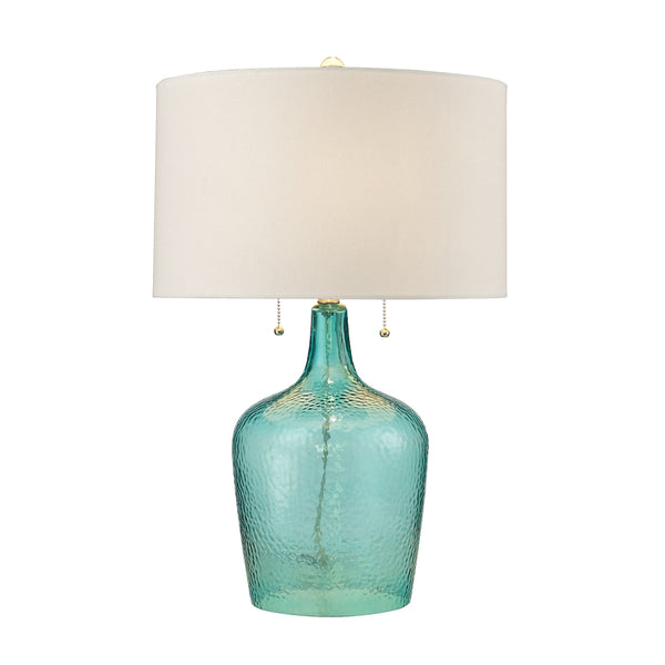 Hatteras Hammered Glass Table Lamp in Seabreeze