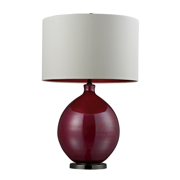 Blown Glass Table Lamp in Cerise Pink and Black Nickel