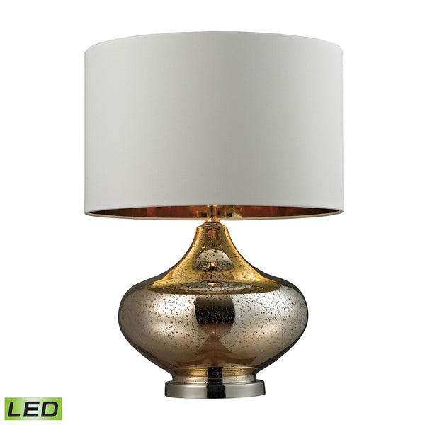 Blown Glass LED Table Lamp in Gold Antique Mercury Glass And Polished Nickel