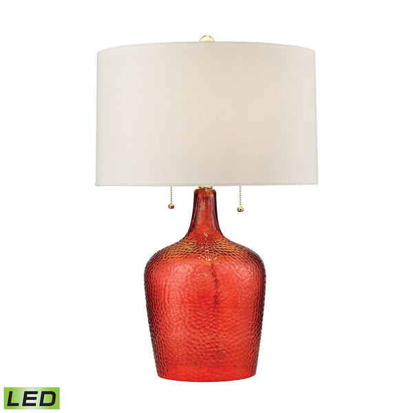 Hatteras Hammered Glass LED Table Lamp in Blood Orange