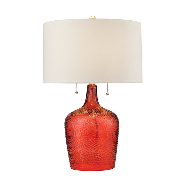 Hatteras Hammered Glass Table Lamp in Blood Orange
