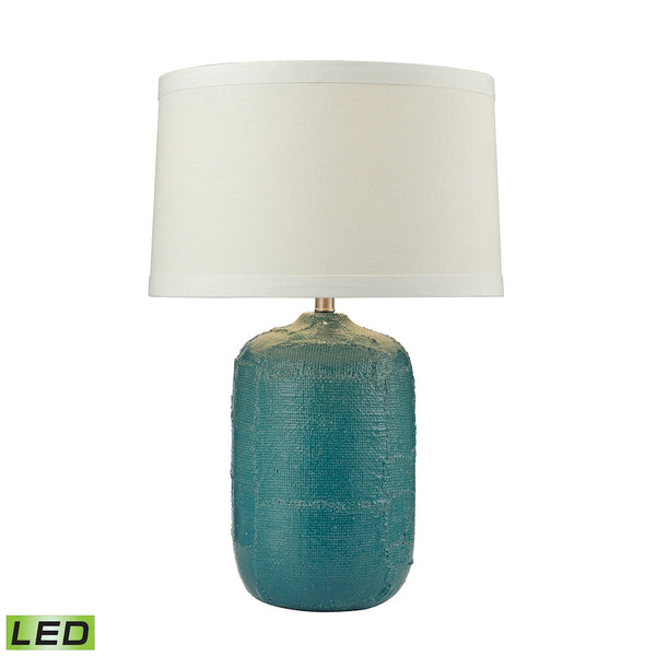 PatChwork Ceramic LED Table Lamp In Mediterranean Blue Finish