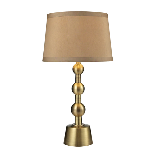 Montpelier Table Lamp in Aged Brass With Light Taupe Shade