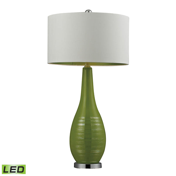 Etched Ceramic LED Table Lamp in Bright Green
