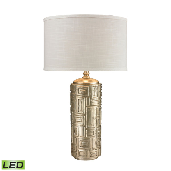 Trump Home Geometric Pattern LED Table Lamp In Silver Leaf