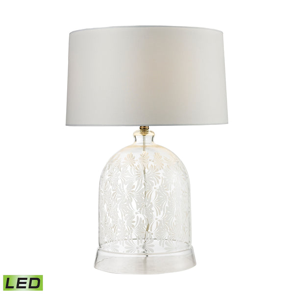 Landscape Painted Bell Glass LED Table Lamp in Clear And White