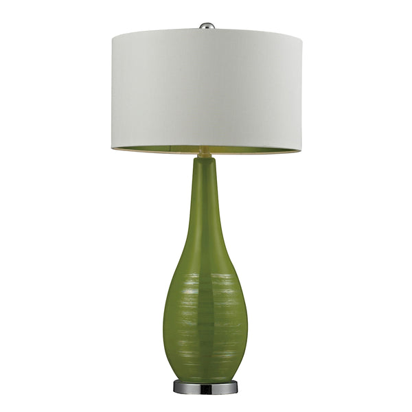 Etched Ceramic Table Lamp in Bright Green