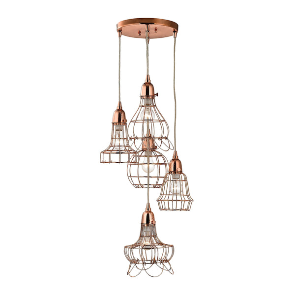Copper 5 Wire Pendant Light
