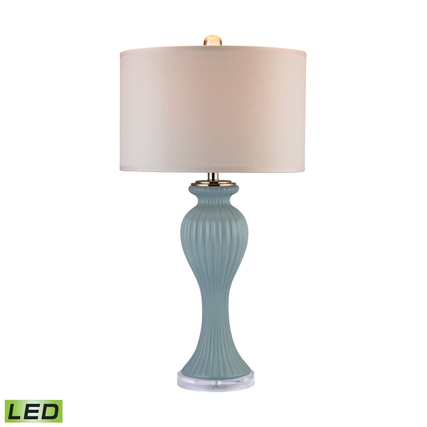 Mint Ribbed Tulip LED Table Lamp