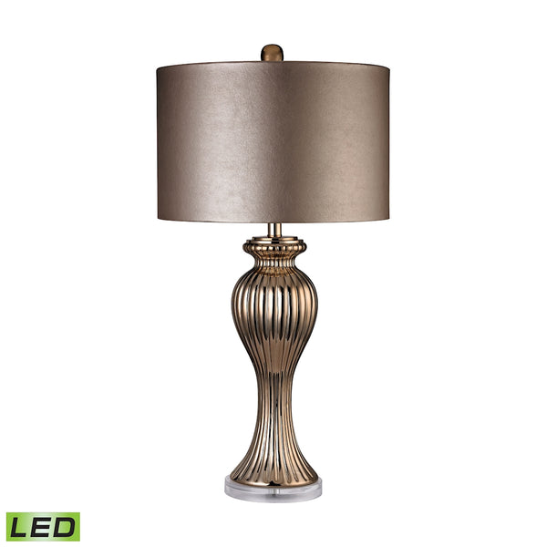 Copper Ribbed Tulip LED Table Lamp