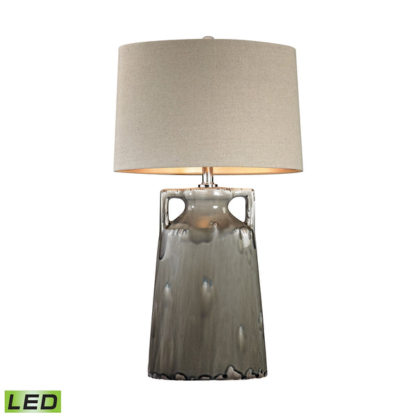 Grey Reaction Glaze LED Urn Lamp