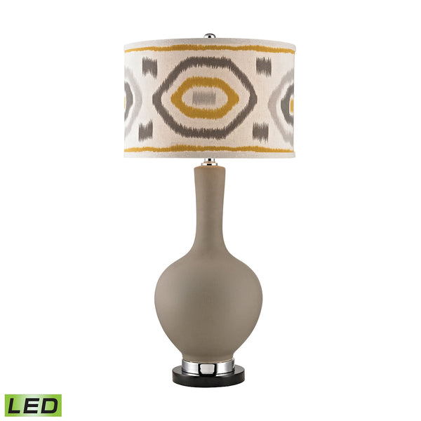 Matte Grey LED Lamp With Patterned Shade
