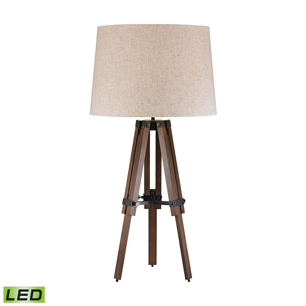 Wooden Brace 1 Light LED Tripod Lamp In Walnut And Oil Rubbed Bronze