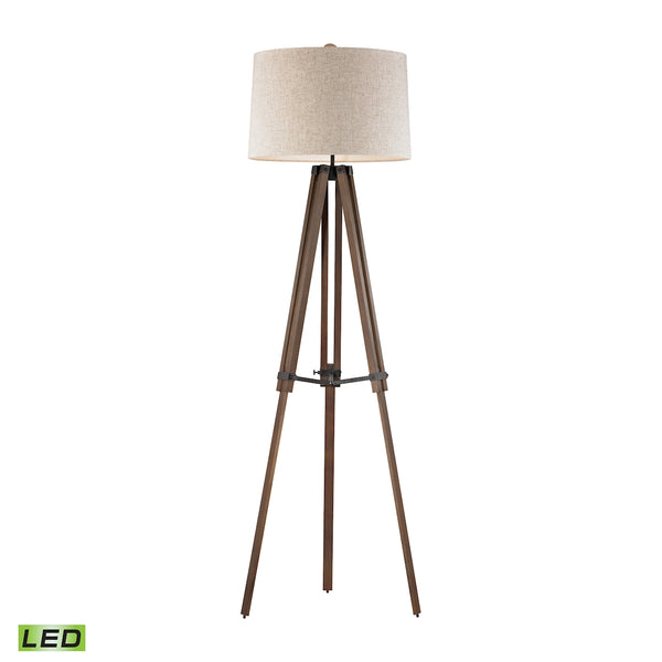 Wooden Brace LED Tripod Floor Lamp