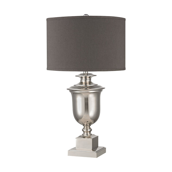 Spun Metal Lamp With Grey Shade
