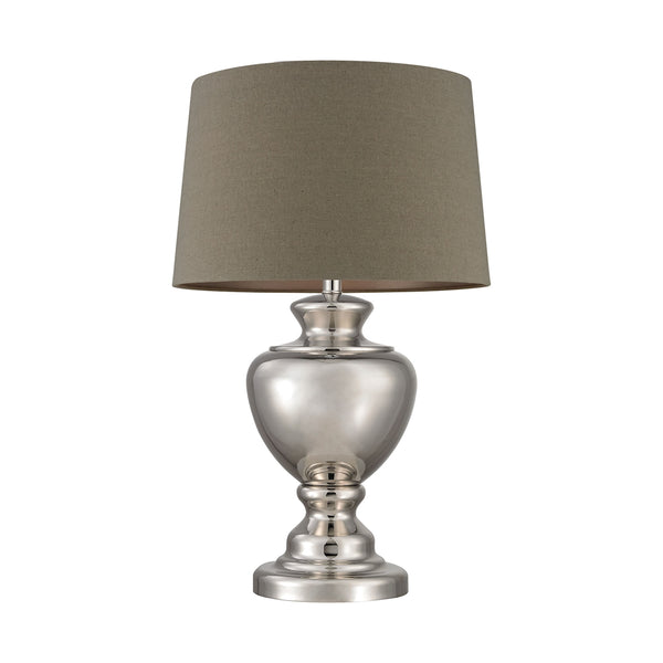 Spun Metal Lamp With Natural Shade