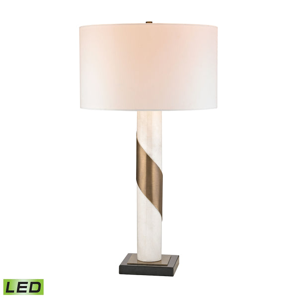 Brass Strapped Marble LED Table Lamp