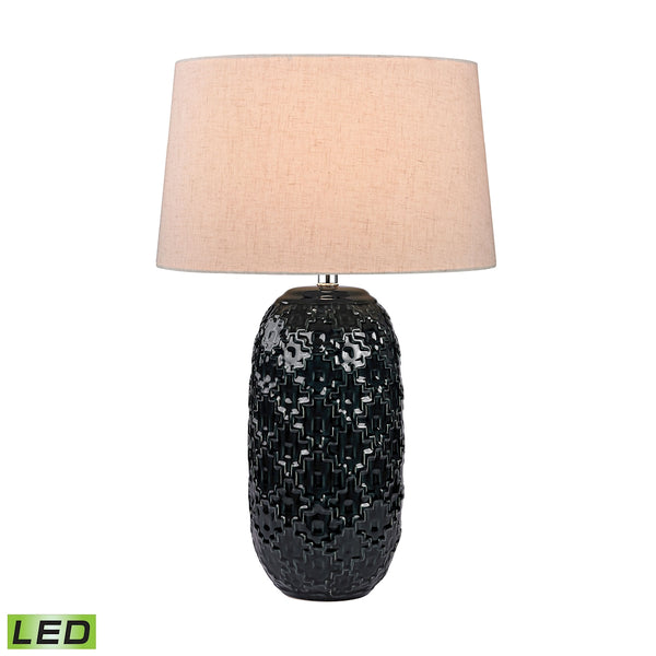 Teal Ceramic Bun LED Table Lamp