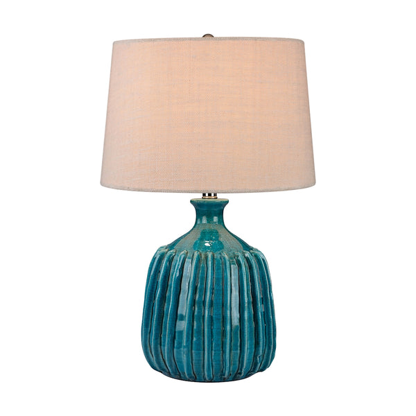Ribbed Blues Ceramic Table Lamp