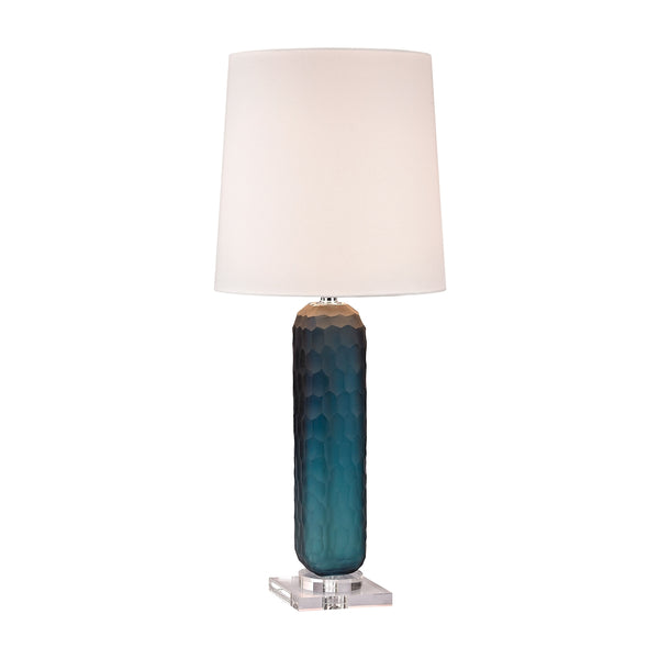 Blue Glass Batton Lamp with Etched Texture Finish