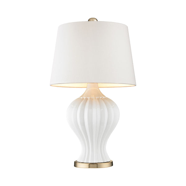 Tess 1 Light Table Lamp In White And Gold