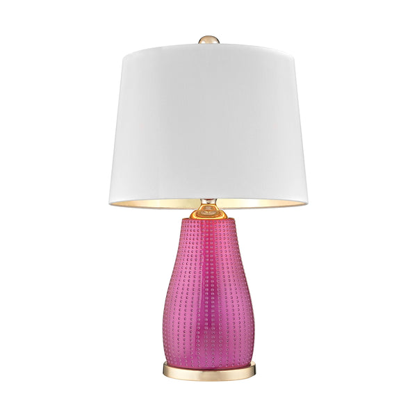 Brigitte 1 Light Table Lamp In Cerise Pink With White Shade